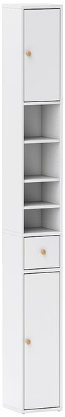 HOMCOM 178 cm Narrow Tall Bathroom Cabinet - White