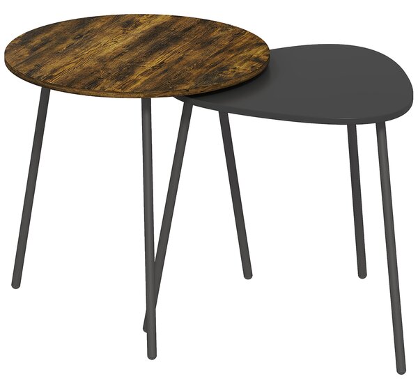 HOMCOM Nesting Side Table Set of 2 - Rustic Brown