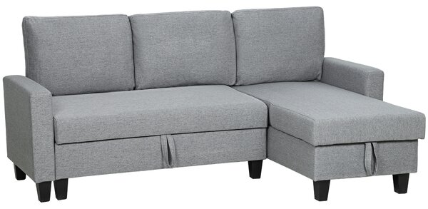 HOMCOM Three-Seater Storage Sofa Bed w/ Scratch Resistant Fabric, Grey Aosom UK