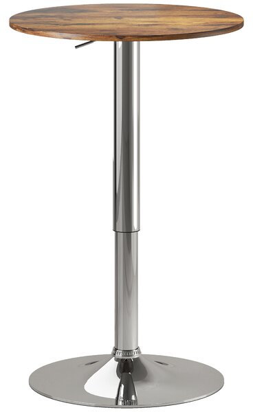 HOMCOM Round Bar Table, 360 Degree Swivel Counter Pub Table with Adjustable Height, for Kitchen, Cafe, Rustic Brown