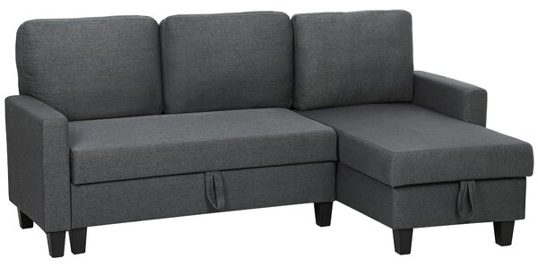 HOMCOM Three-Seater Storage Sofa Bed w/ Scratch Resistant Fabric, Charcoal Grey Aosom UK