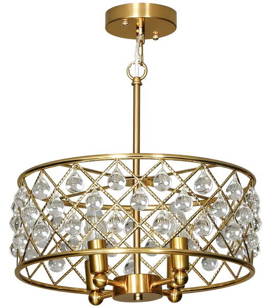 HOMCOM 51 Crystallite Four-Bulb Chandelier - Gold-Tone