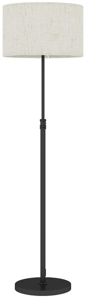 HOMCOM Floor Lamp with Remote, Height Adjustable Standing Lamp with Linen Shade, Dimmable with 3000K-6000K Adjustable Colour Temperatures, Foot Switch for Living Room Bedroom Office, Black