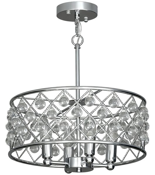 HOMCOM 51 Crystallite Four-Bulb Chandelier - Silver-Tone