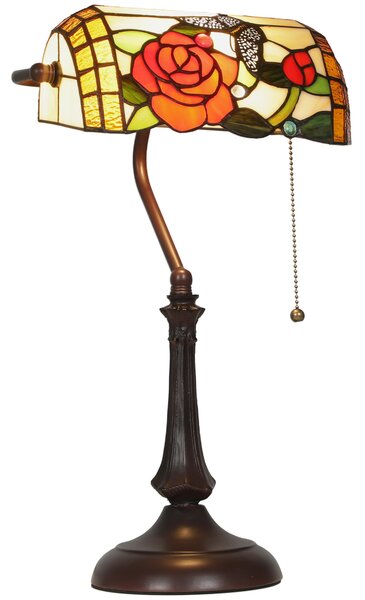 HOMCOM Tiffany-Style Rose and Butterfly Table Lamp - Multi