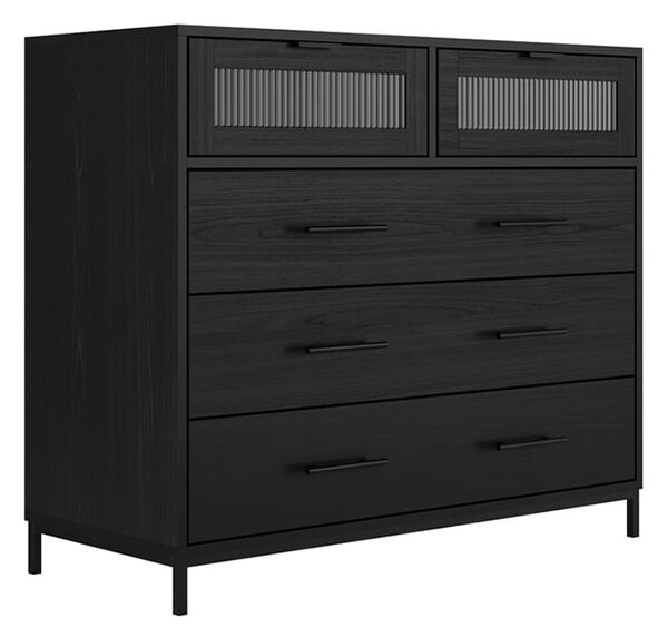 Edison Wooden Chest Of 5 Drawers In Matte Black