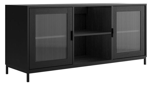 Maddox Wooden TV Stand With 2 Doors In Black