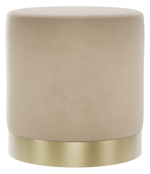 Lara Velvet Pouffe Small With Gold Base In Beige