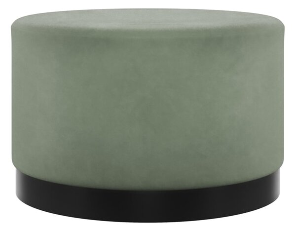 Lara Velvet Pouffe Large With Black Base In Green