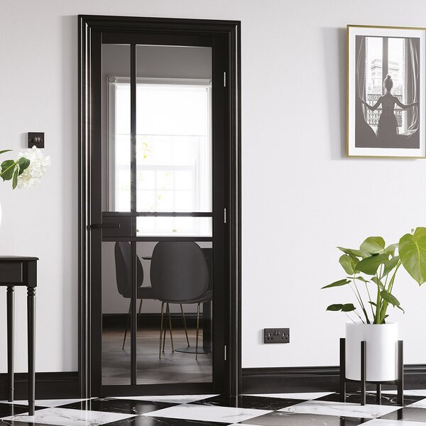 Greenwich 1981mm X 686mm Clear Glazed Internal Door In Black