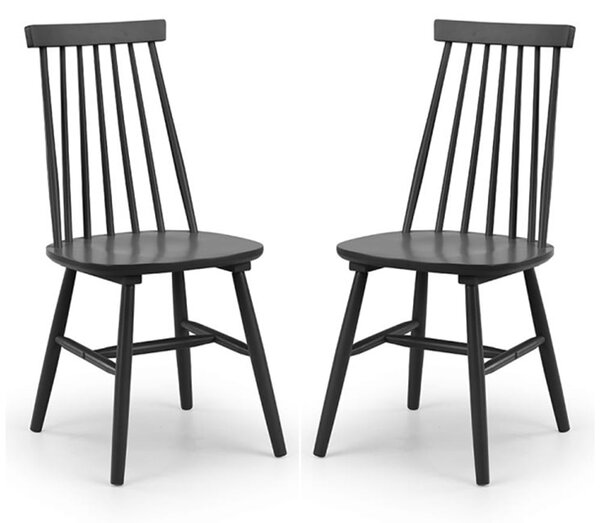 Abeje Black Wooden Dining Chairs With Spindle Back In Black Pair