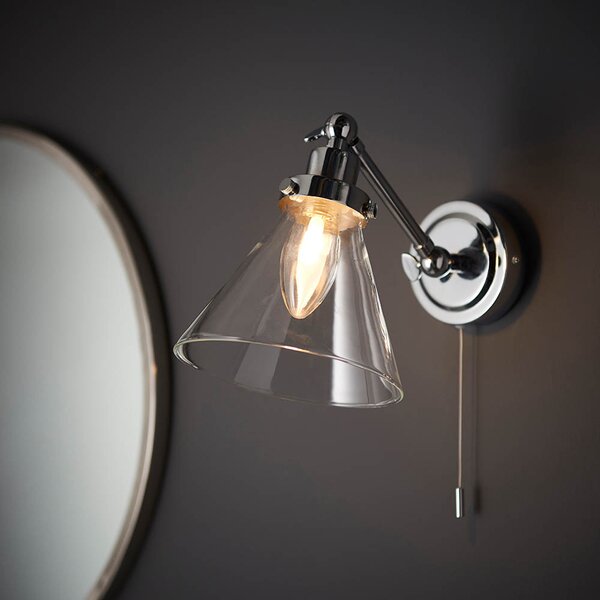 Faraday Clear Glass Shade Bathroom Wall Light In Chrome