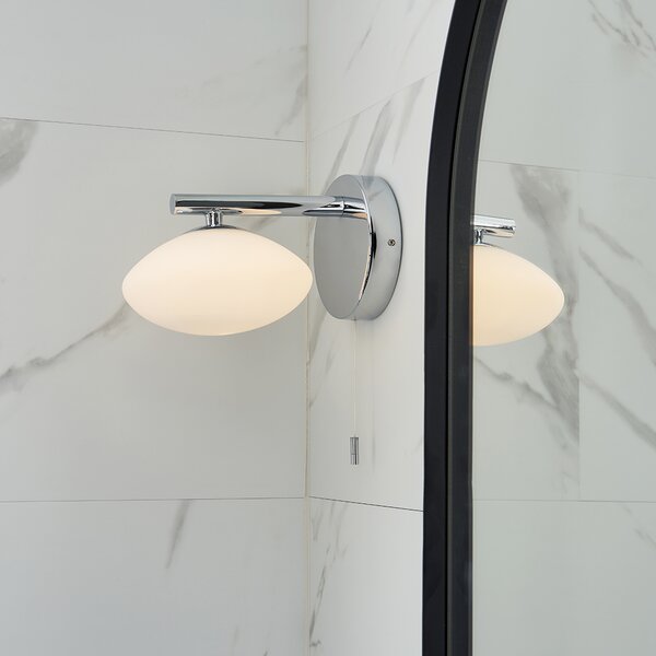 Linear Matt Opal Glass Shade Bathroom Wall Light In Chrome