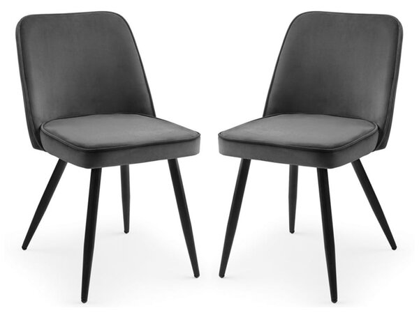 Babette Grey Velvet Dining Chairs In Pair