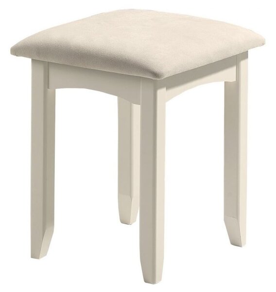 Caelia Wooden Dressing Stool With Ivory Fabric Seat In White