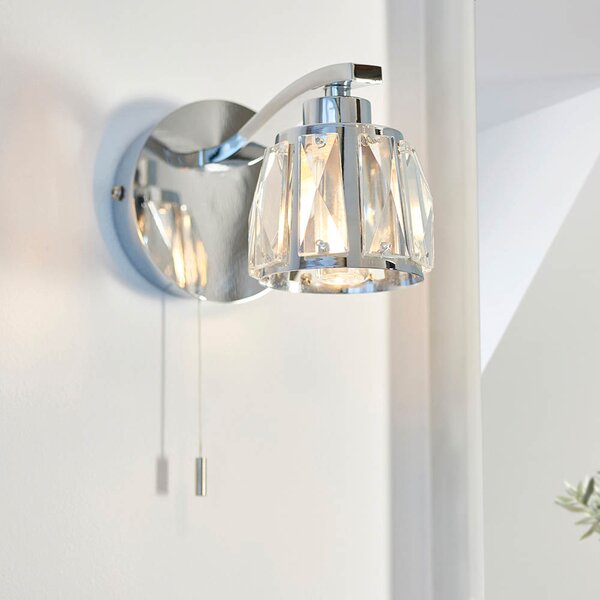 Ria Glass Crystals Bathroom Wall Light In Chrome