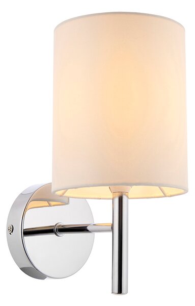 Brio White Fabric Wall Light In Polished Chrome