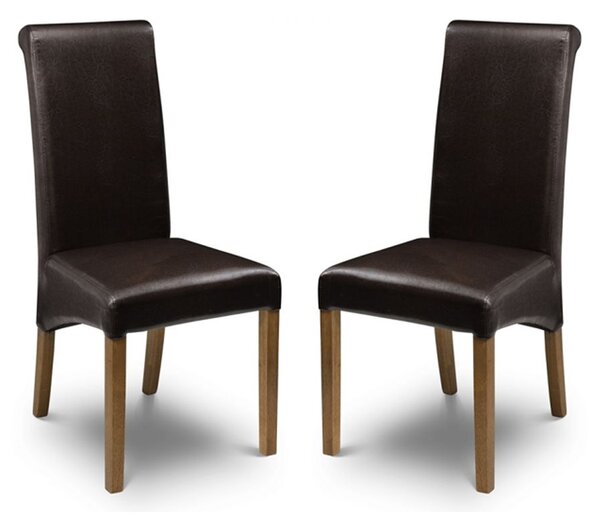 Cary Brown Faux Leather Dining Chairs In Pair