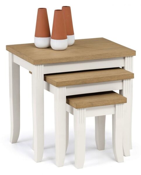 Dagan Wooden Nest Of 3 Tables In Ivory And Oak