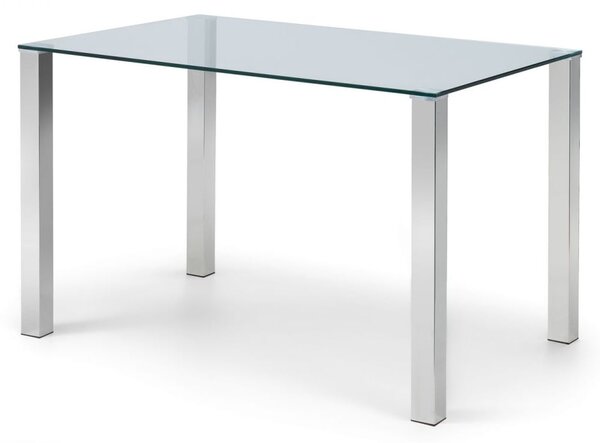 Elkin Glass Dining Table With Polished Chrome Base