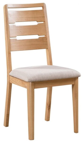 Camber Wooden Dining Chair With Linen Seat In Waxed Oak