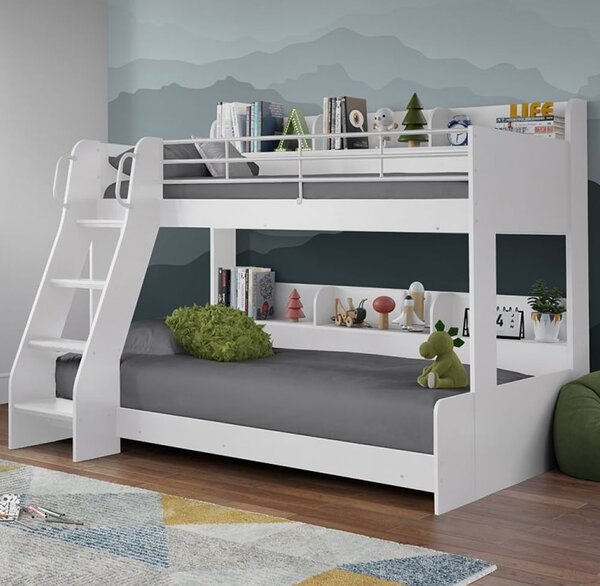 Dallyce Wooden Triple Sleeper Bunk Bed In White