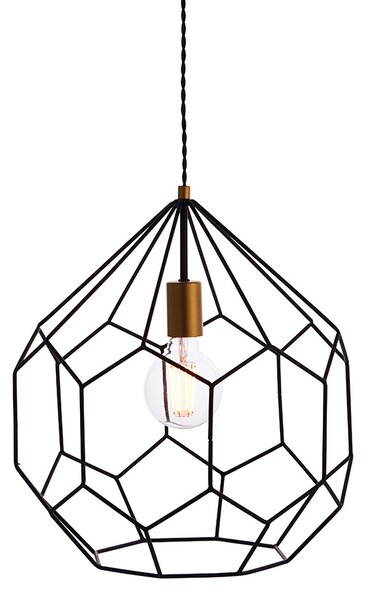 Deco Open Framed Metal Shade Pendant Light In Black