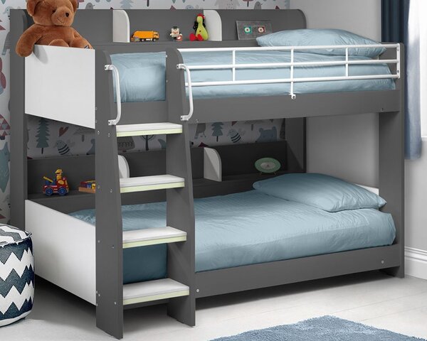 Dallyce Wooden Bunk Bed With Ladder In Charcoal White