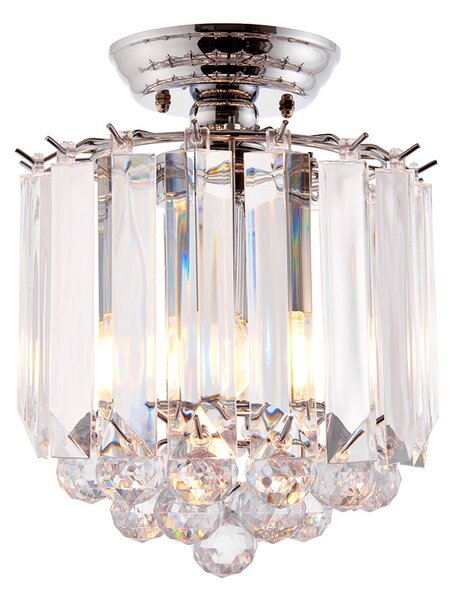 Fargo 2 Lights Crystal Droplets Flush Ceiling Light In Chrome