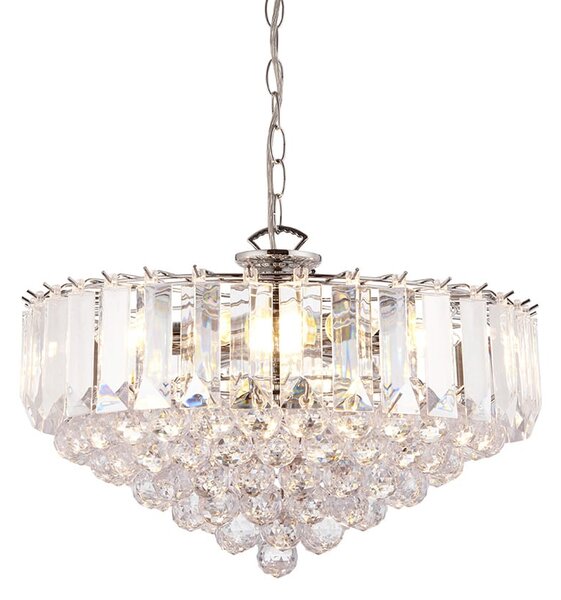 Fargo 6 Lights Crystal Droplets Pendant Light In Chrome