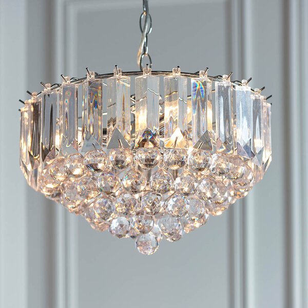 Fargo 3 Lights Crystal Droplets Pendant Light Large In Chrome