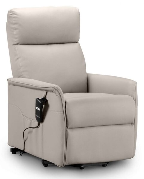 Henry Faux Leather Recliner Armchair In Pebble White