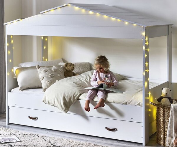 Helix Wooden Children Lower Sleeper Bed With 1 Drawer In White