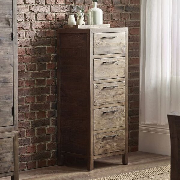 Homer Wooden Chest Of 5 Drawers Tall In Brown