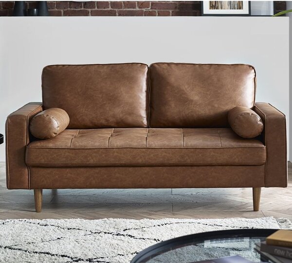 Hobbs Faux Leather 3 Seater Sofa In Brown