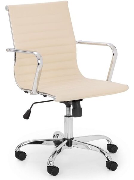 Gerry Faux Leather Home And Office Chair In Ivory