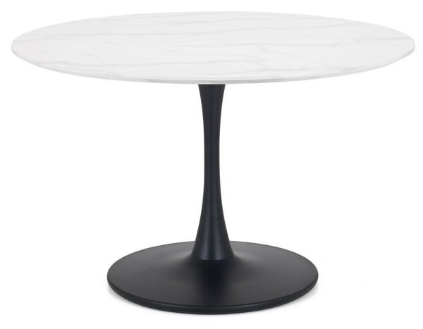 Huron Wooden Dining Table Round In White Marble Effect