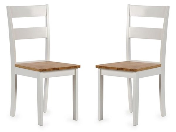 Lamar Light Oak And White Wooden Dining Chairs In Pair