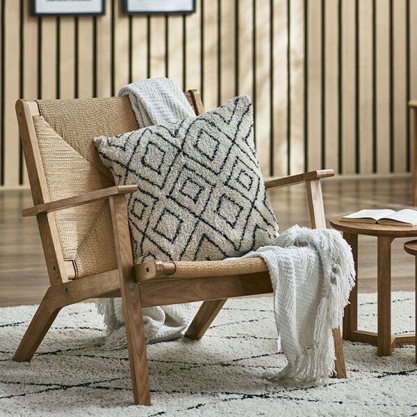 Ivins Woven Bedroom Chair With Wooden Frame In Oak