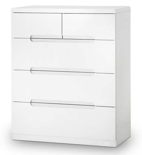 Magaly High Gloss Chest Of 5 Drawers In White