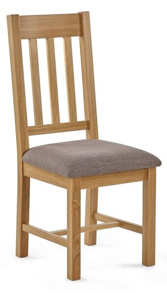 Macon Wooden Dining Chair With Grey Fabric Seat In Oak