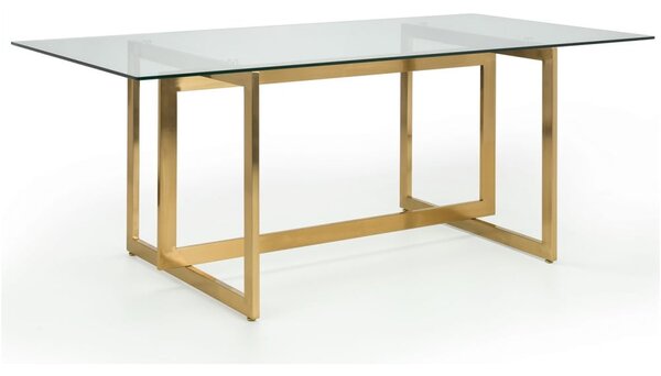 Malina Clear Glass Dining Table With Gold Geometric Legs