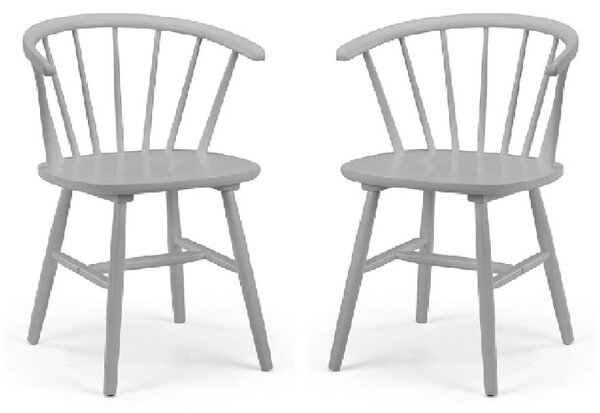 Marne Grey Wooden Dining Chairs With Curved Back In Pair