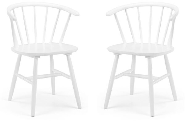 Marne White Wooden Dining Chairs With Curved Back In Pair