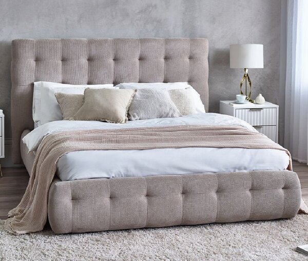 Orono Fabric Double Bed In Light Taupe