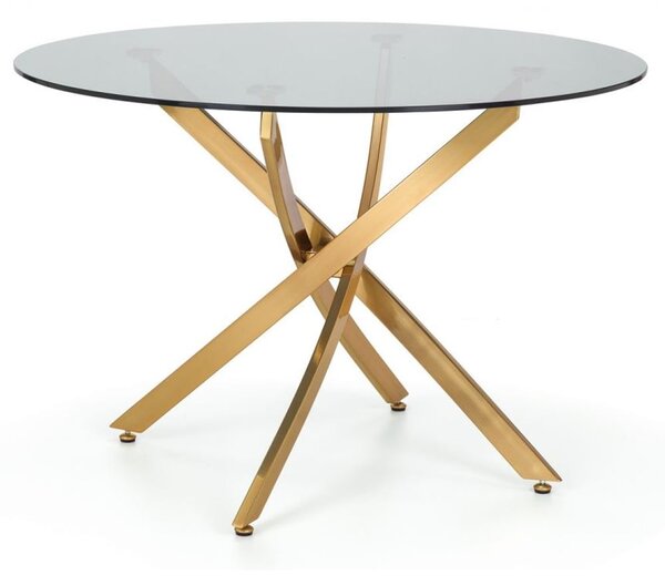 Melvin Clear Glass Dining Table Round With Gold Metal Legs