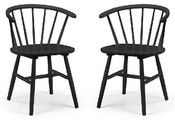 Marne Black Wooden Dining Chairs With Curved Back In Pair