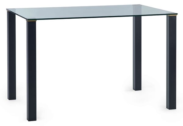 Pasco Clear Glass Dining Table Rectangular With Black Metal Legs