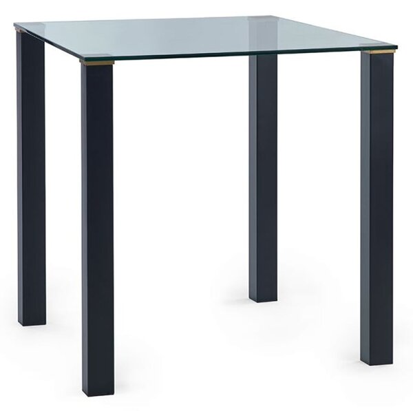 Pasco Clear Glass Dining Table Square With Black Metal Legs