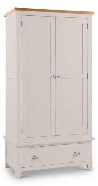 Raisie Wooden Wardrobe With 2 Doors 1 Drawer In Oak And Grey